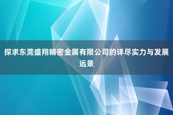 探求东莞盛翔精密金属有限公司的详尽实力与发展远景